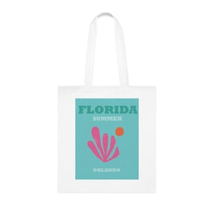 Florida Tote Bag, Beach Tote, Summer Tote, Travel Bag, Cotton Shopping Bag, Eco-Friendly Tote