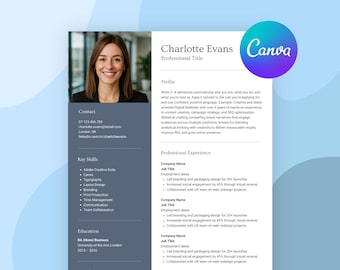 Clean Professional Resume | CV Template, Cover Letter + Writing Guide for Canva | Instant Digital Download | Resume Template Canva