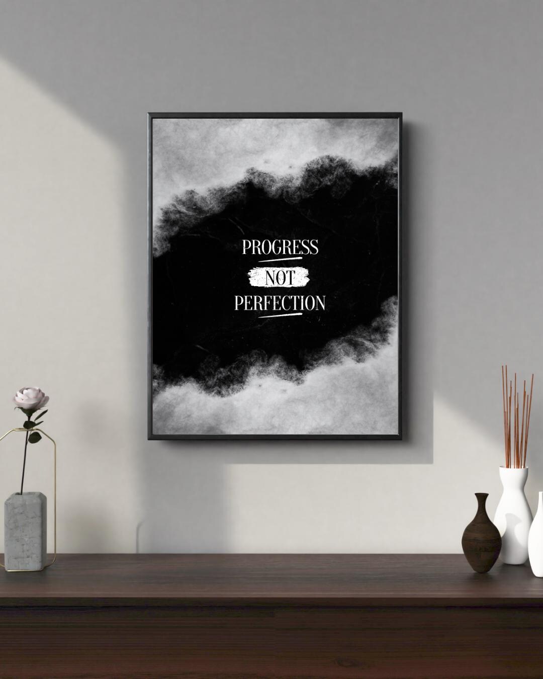 Printable Motivational Quote Wall Art - 'progress Not Perfection’ - Etsy