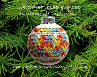 Beaded Christmas Ornament or Ball - Crochet PDF File TUTORIAL -  Vol.8 - Tie Dye Row