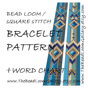 Bead Loom / Square Stitch Cuff Bracelet Beading Patterns - 6 Variations - Includes Word Charts - PDF File PATTERNS - Vol.56