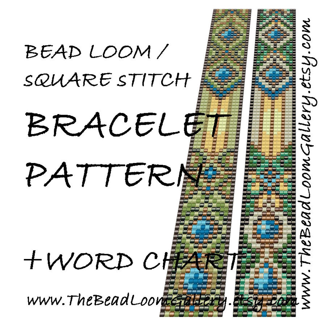 Bead Loom / Square Stitch Cuff Bracelet Beading Patterns - 6 Variations ...