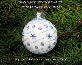 Beaded Christmas Ornament or Ball with Swarovski Crystals - Crochet PDF File - Vol.1 - Snow Crystals