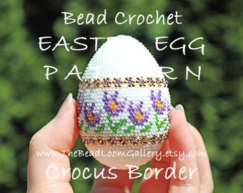 Easter Egg Pattern - Crocus Border - Crochet PDF File TUTORIAL - Vol.15 with Swarovski Crystals