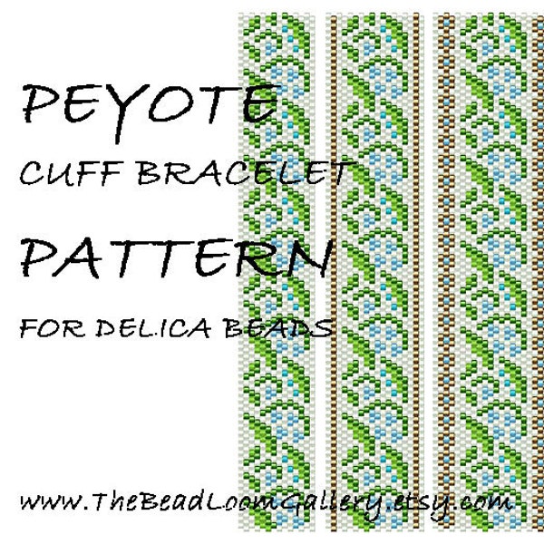 Peyote Cuff Bracelet Pattern Vol.38 - Lily of the Valley Border - PDF File PATTERN