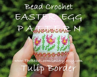 Easter Egg Pattern - Tulip Border - Crochet PDF File TUTORIAL - Vol.12 with Swarovski Crystals