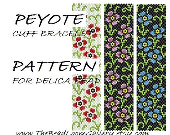 Peyote Cuff Bracelet Pattern Vol.5 - Poppy Bracelet - PDF File PATTERN