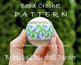 Beadaball Bluebell Border - Crochet PDF File TUTORIAL - Beadaball Vol.14 with Swarovski Crystals