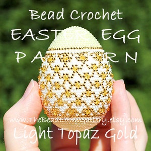 Easter Egg Pattern - Light Topaz Gold - Crochet PDF File TUTORIAL - Vol.19 with Swarovski Crystals
