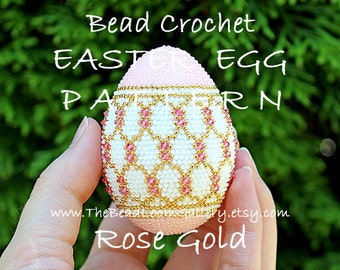 Easter Egg Pattern - Rose Gold - Crochet PDF File TUTORIAL - Vol.13 with Swarovski Crystals