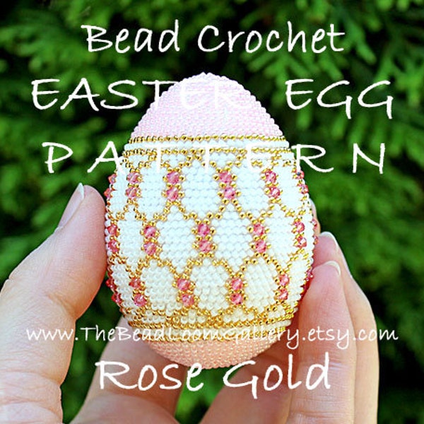 Easter Egg Pattern - Rose Gold - Crochet PDF File TUTORIAL - Vol.13 with Swarovski Crystals