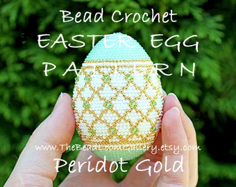 Easter Egg Pattern - Peridot Gold - Crochet PDF File TUTORIAL - Vol.14 with Swarovski Crystals