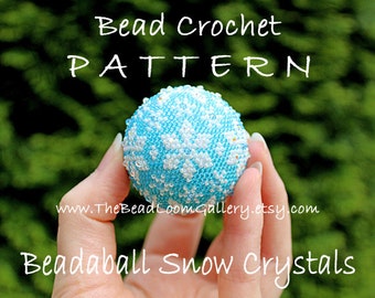 Beadaball Snow Crystals - Crochet PDF File TUTORIAL - Beadaball Vol.18 with Swarovski Crystals