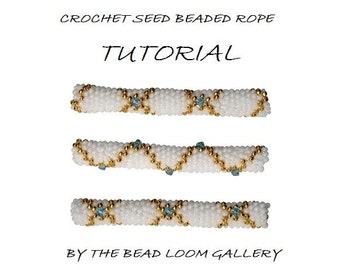 Beaded Rope Pattern - PDF File Tutorial - Crochet Seed Beaded Rope with Swarovski Crystals - Golden Lace 2