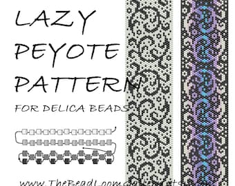 Lazy Peyote Pattern / 2-Thread Peyote / Odd Peyote Pattern - Lace Scroll - PDF