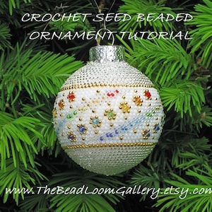 Beaded Christmas Ornament or Ball with Swarovski Crystals - Crochet PDF File TUTORIAL - Vol.4 - Crystal Rainbow