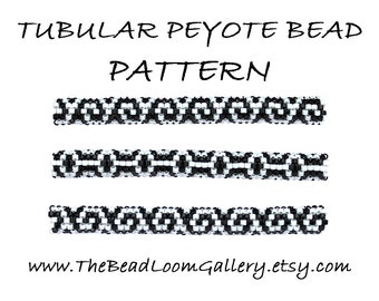 Tubular Peyote Bead Pattern Vol. 1 - Black and White Scroll - 3 Variations - PDF File