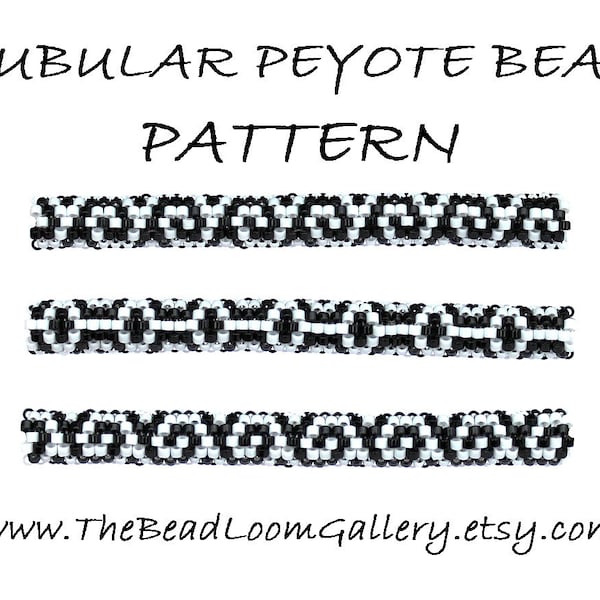 Tubular Peyote Bead Pattern Vol. 1 - Black and White Scroll - 3 Variations - PDF File