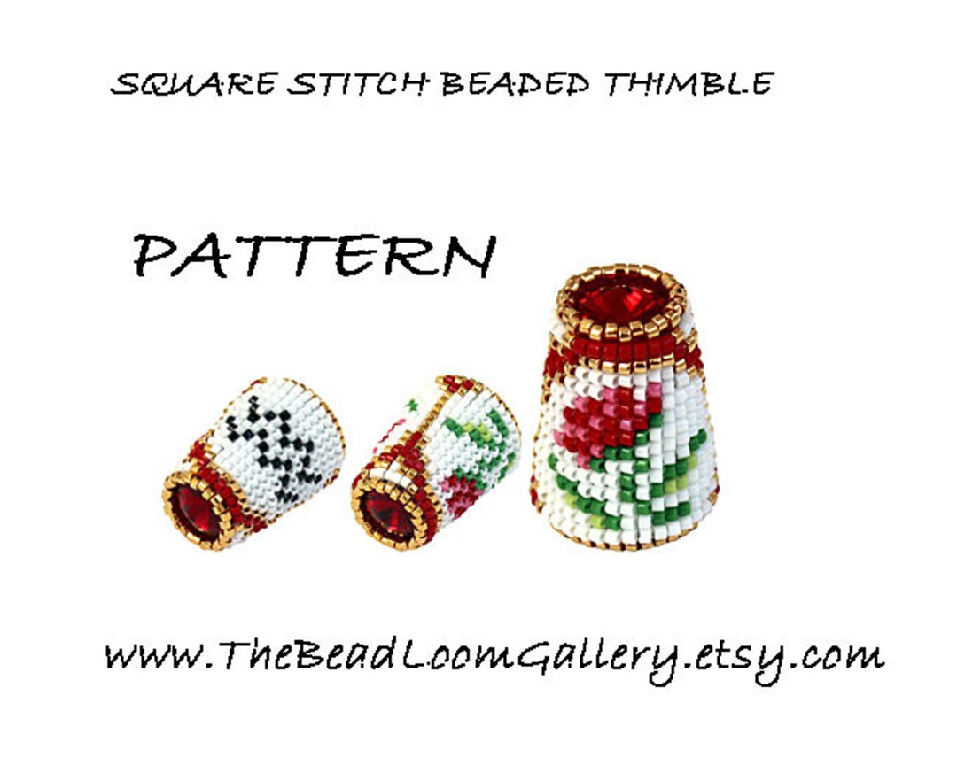 Printable Rivoli Pattern Beaded Thimble With Swarovski Rivoli Top - Delica Beads PDF PATTERN ...