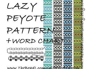 Lazy Peyote Pattern / 2-Thread Peyote / Odd Peyote Pattern - LP-14 - 4 Variations - PDF File Word Chart Included