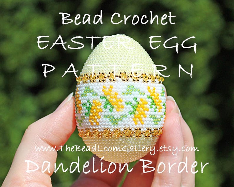 Easter Egg Pattern - Dandelion Border - Crochet PDF File TUTORIAL - Vol.16 with Swarovski Crystals image 1