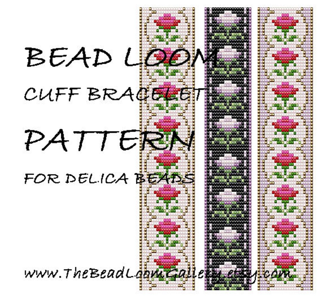 Bead Loom Cuff Bracelet Pattern Vol.37 the June Rose PDF Etsy