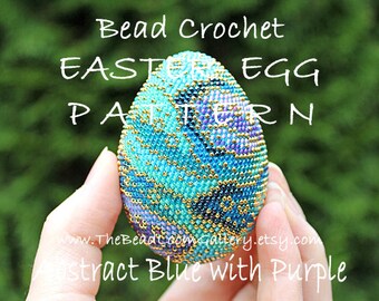 Easter Egg Pattern - Abstract Blue with Purple - Crochet PDF File TUTORIAL - Vol.21