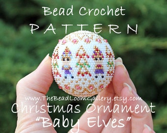 Christmas Ornament Baby Elves - Crochet PDF File TUTORIAL - Christmas Ornament Vol.15 with Swarovski Crystals