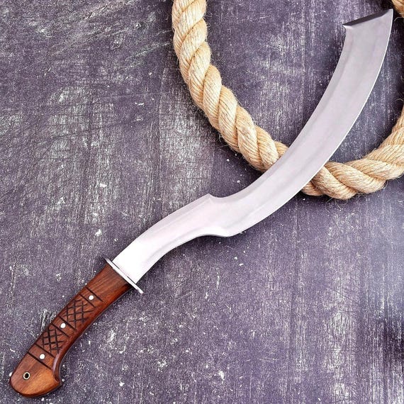 Hand Forged High Carbon Steel Egyptian Khopesh Sword - Leather