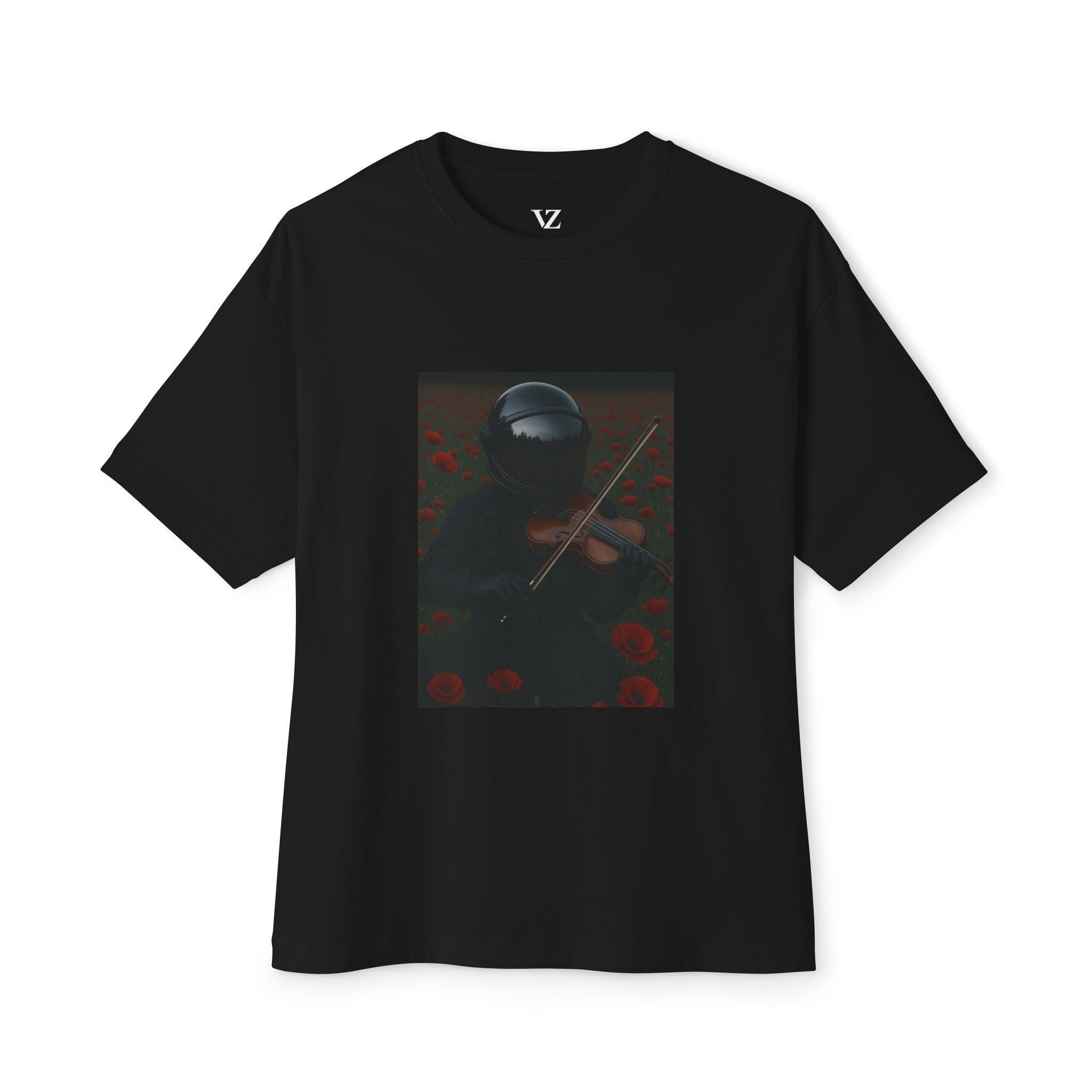 Astronaut Violinist Graphic Tee | Unisex Oversized Boxy T-Shirt | Spacecore Streetwear | VOENZA