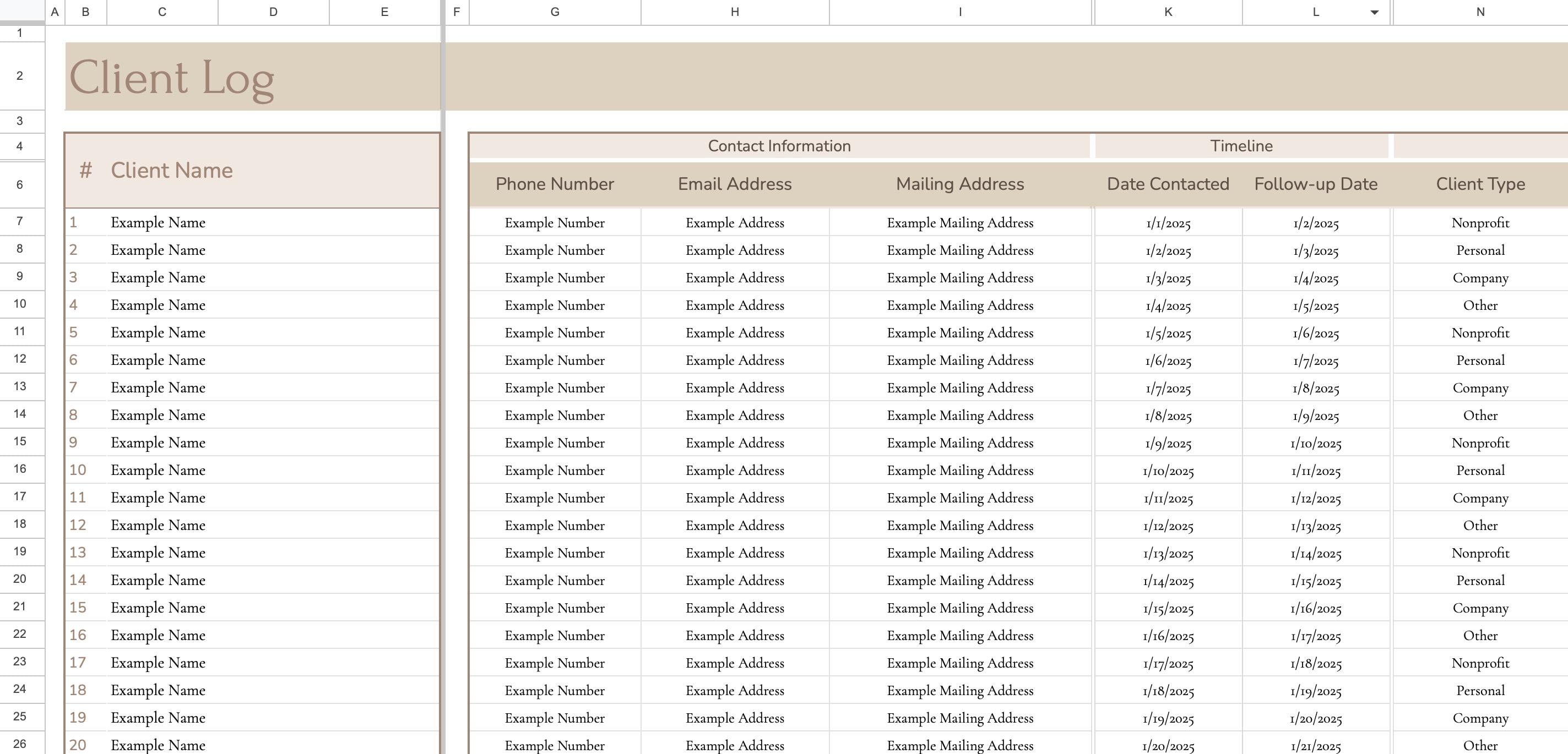 CLIENT TRACKER TEMPLATE - Simple, Functional, & Aesthetically Pleasing ...