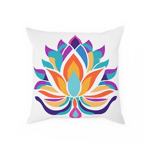 Lotus Throw Pillow: Colorful Meditative Yoga Decor