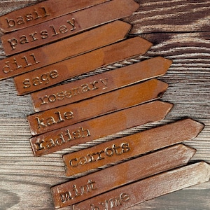 Personalized Terracotta Garden Markers: Glazed Neutral Ceramic Plant Labels, Set of 6