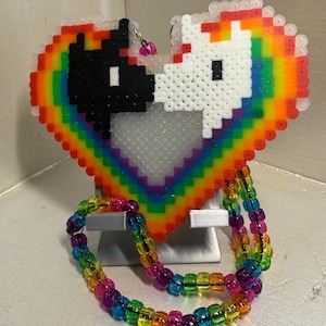 Rainbow Unicorn Kandi Perler Necklace
