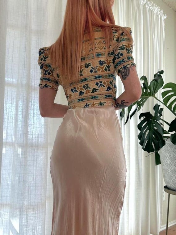 Vintage 30s 40s hand woven puff sleeve cropped ja… - image 3