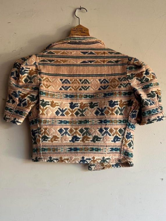 Vintage 30s 40s hand woven puff sleeve cropped ja… - image 4