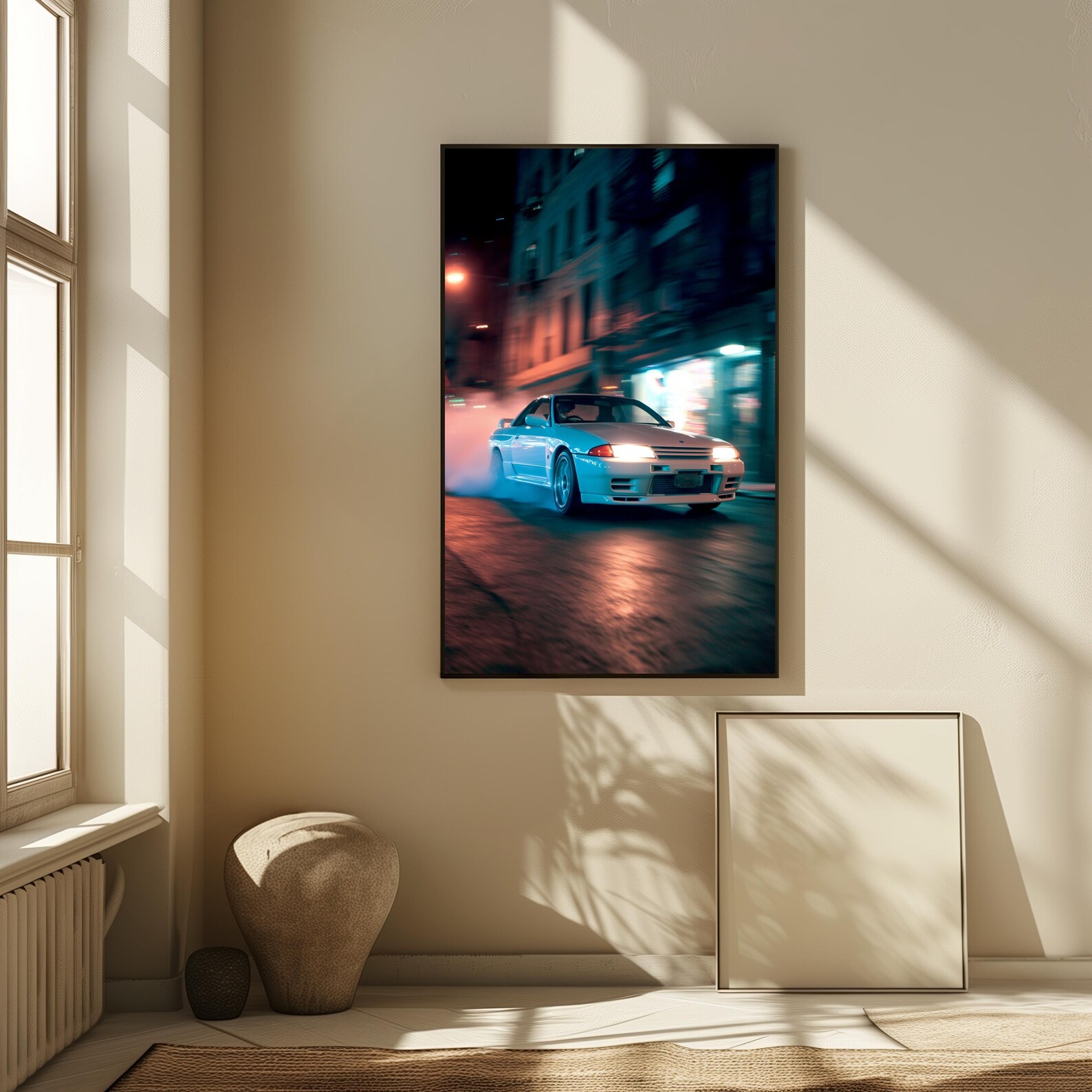Nissan Skyline R32 Poster, JDM Drift Car Wall Art, Street Racing Night ...
