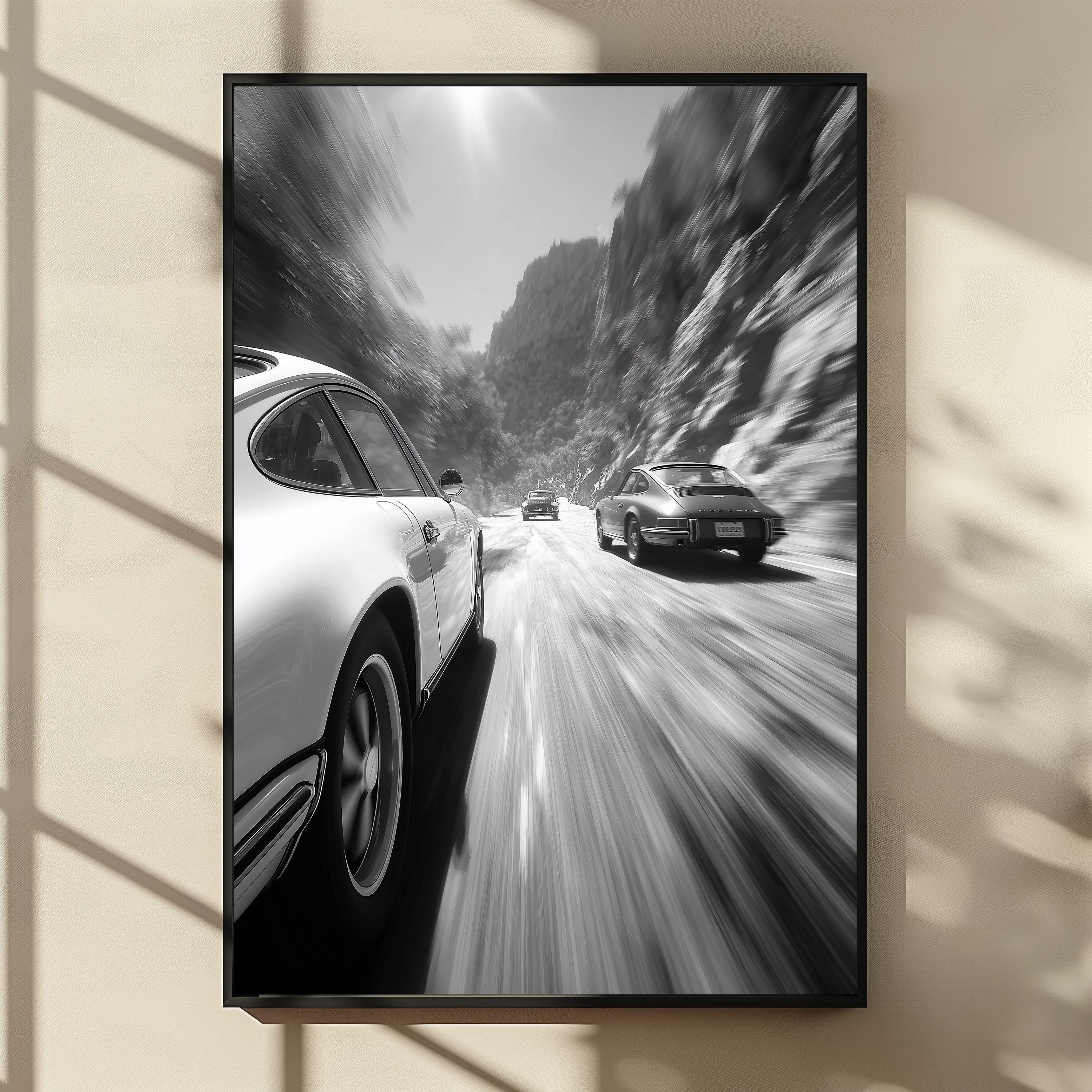 Racing Porsche Digital Art Print, Vintage Porsche 911 Poster