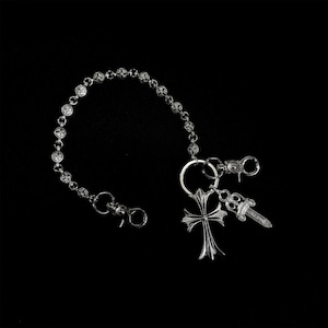 CH Cross Gürtelkette - Gothic Silber Schmuck, Vintage Chrom Gliederkette, Y2K, Aesthetic