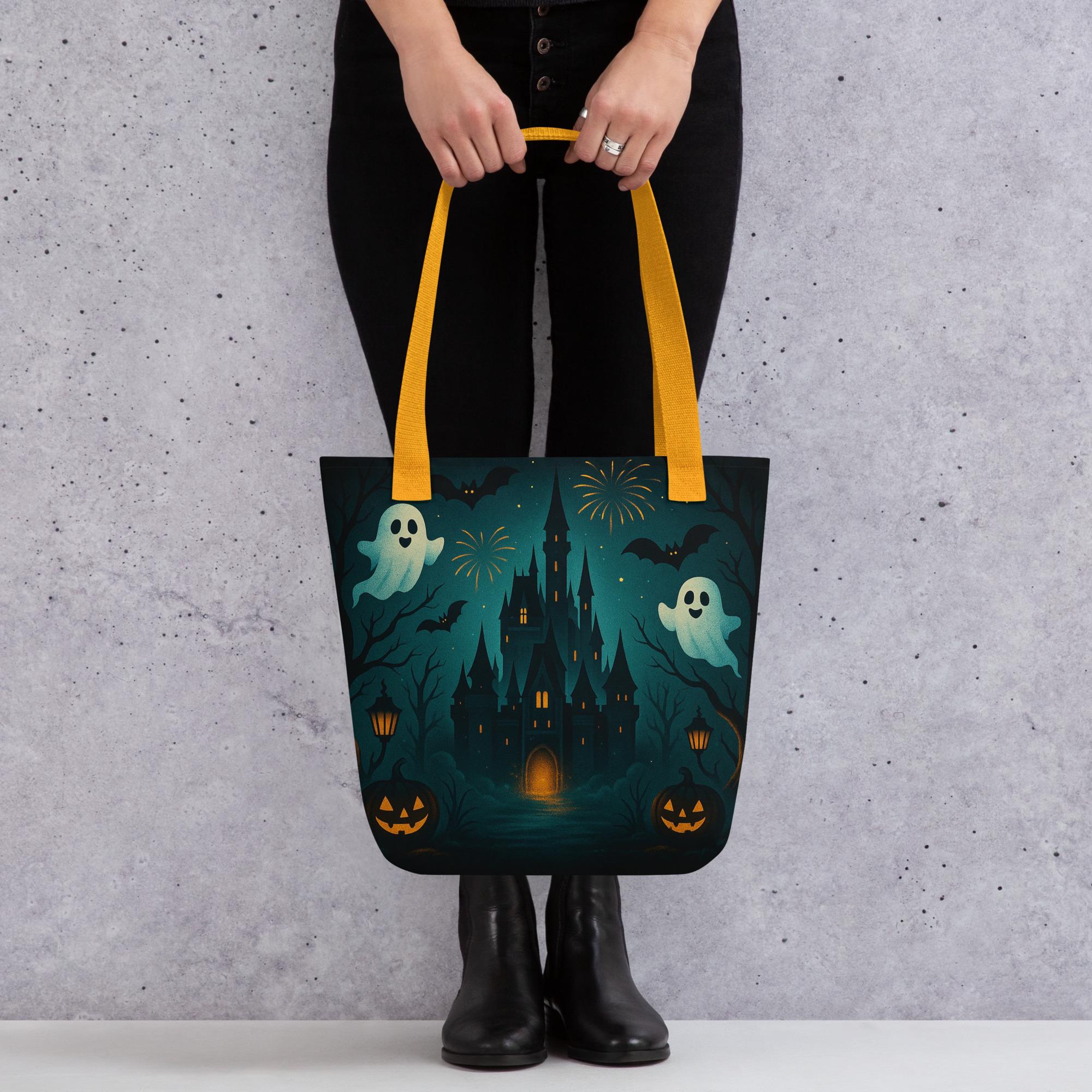 ゴーストリーキャッスルのハロウィントートバッグ：不気味なテーマ