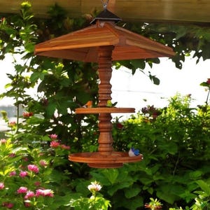 Handcrafted Wooden Bird Feeder | Outdoor Garden Decor | Rustic Tiered Feeder for Small Birds | Unique Gift for Bird lovers