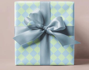 Blue & Green Checkered Wrapping Paper
