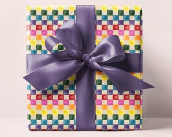 Rainbow Checkered Wrapping Paper