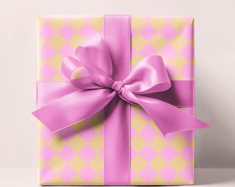 Pink & Orange Checkered Wrapping Paper