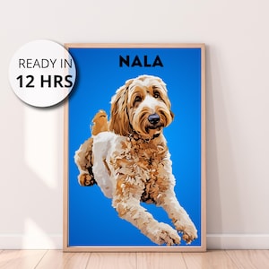 Golden Doodle Wall Art | Printable Dog Lover Gift | Watercolor Doodle Dog Art | Golden Doodle Digital Download | Pet Portrait Print