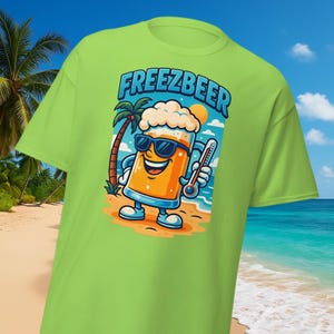 おもしろビールシャツ - 漫画デザインのサマーパーティーTシャツ | ビール愛好家、バーベキュー、フェスティバル、ビーチ、またはソファで過ごすためのレトロなグラフィックギフト