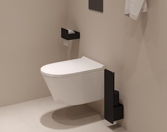 WC-Bürstenregal | Wandhalter | Edelstahl WC Organizer | Toilettenbürstenständer | Schwarze oder weiße, pulverbeschichtete Ablage