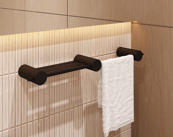 Bathroom Shelf with Stainless Steel Towel Bar