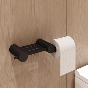 Porta carta igienica Lino con ripiano – Montaggio a parete – Acciaio inossidabile