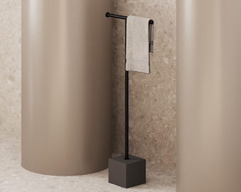 Modern Stainless Steel Floor Towel Holder, Concrete Base